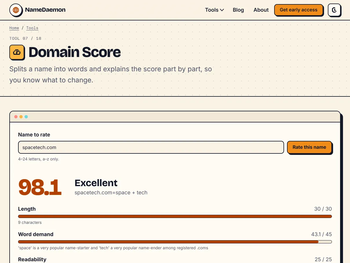 NameDaemon: Find .com Names From the Browser or the Command Line screenshot 5