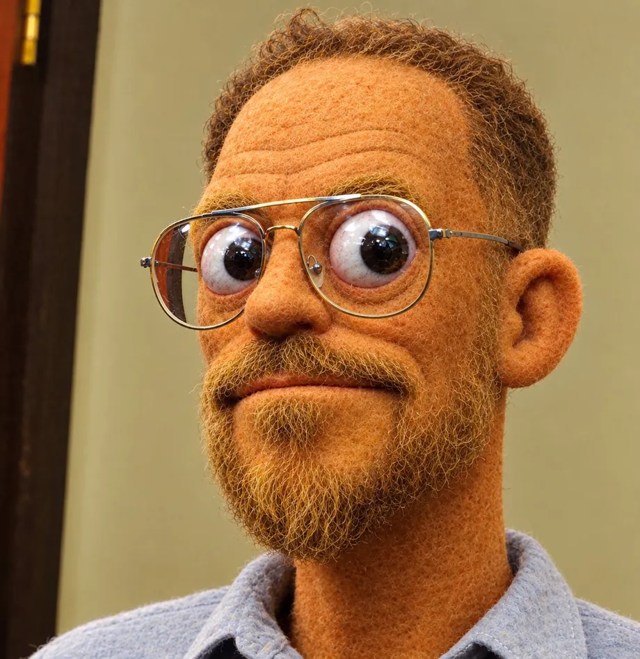 Pedro Monkey Puppet Portrait: example result generated with Nano Banana