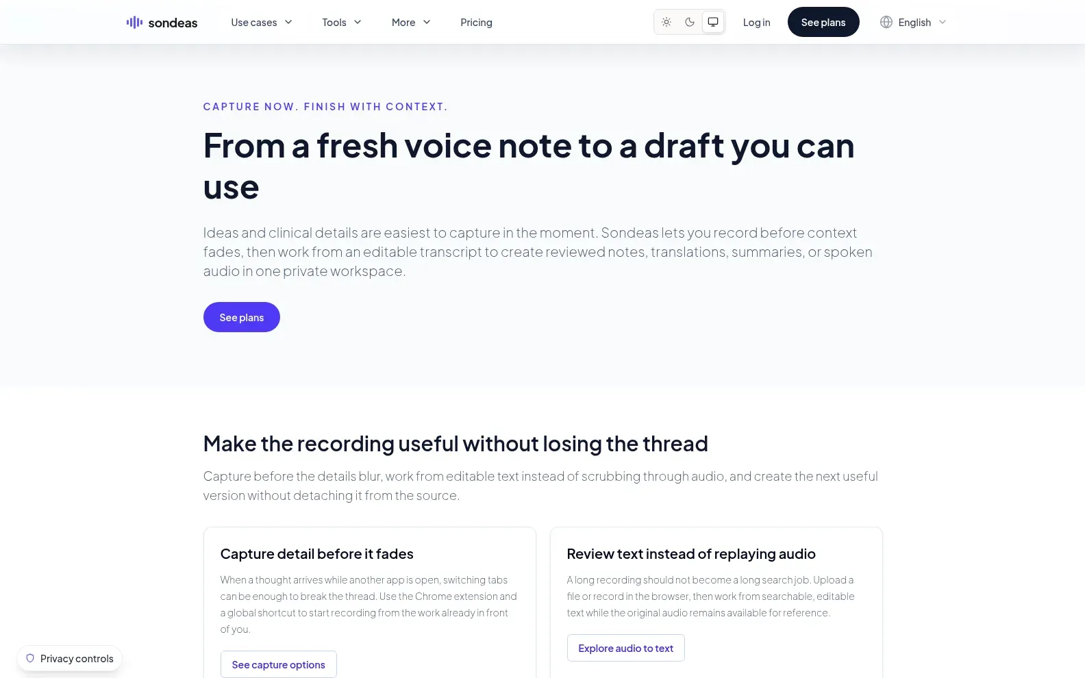 From a fresh voice note to a draft you can use: capture before the detail fades, then work from editable text instead of scrubbing through audio.